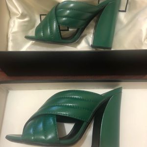 Gucci Malaga Kid Emerald Block Heel